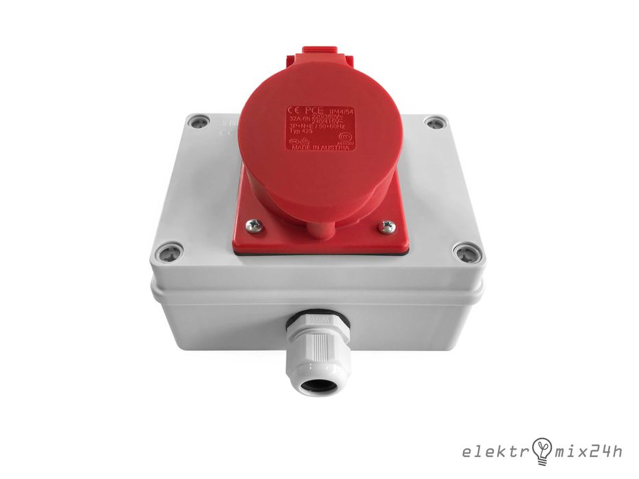 Rozdzielnica, skrzynka elektryczna natynkowa, gniazdo 1x32A 5P 400V