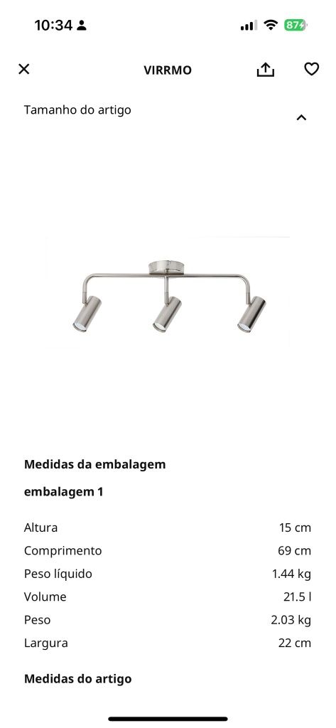 Vendo candeeiro teto Ikea