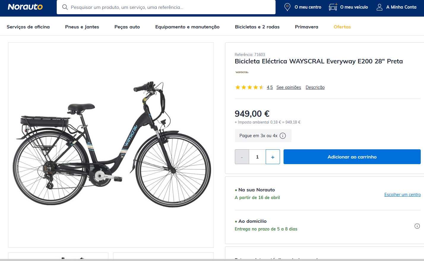 Bicicleta elétrica como nova (sem a bateria)