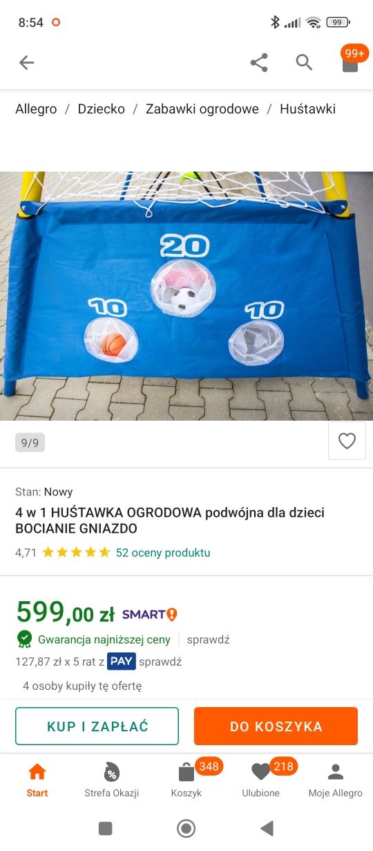 Sprzedam huśtawkę dla dzieci koszykówka