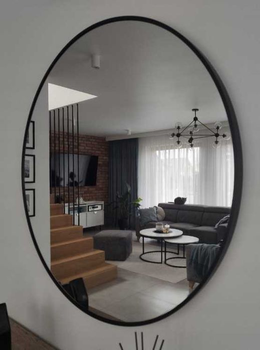 Lustro Ścienne Dekoracyjne Ozdobne Loft Czarna Rama 80cm