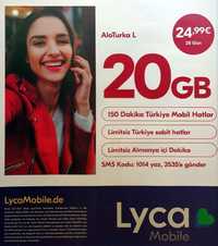 Lycamobile DE +49 Starter 20GB AloTurka L 17 GB UE