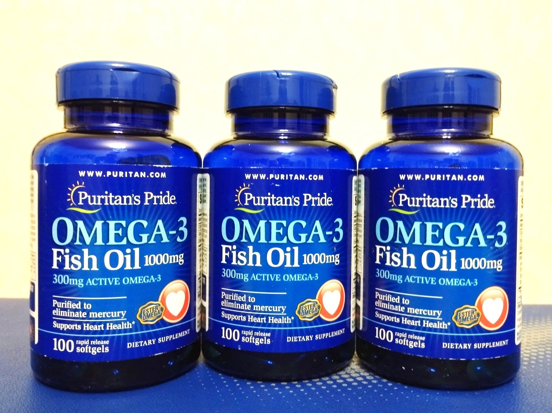 Omega-3 Fish Oil 1000mg,250шт. Puritan's Pride