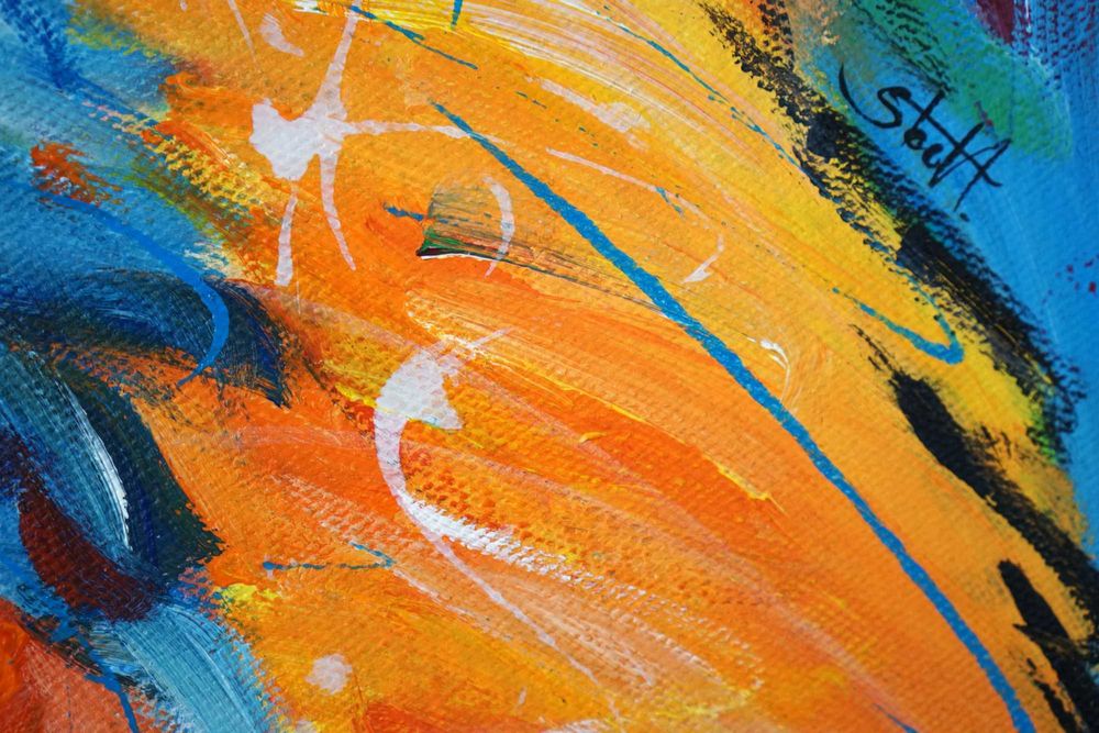 Duży kolorowy obraz olejny lew w koronie ręcznie malowany abstrakcja