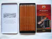 KOH-I-NOOR Ołówki Artystyczne grafitowe 12 sztuk 8B-2H Jak Nowe
