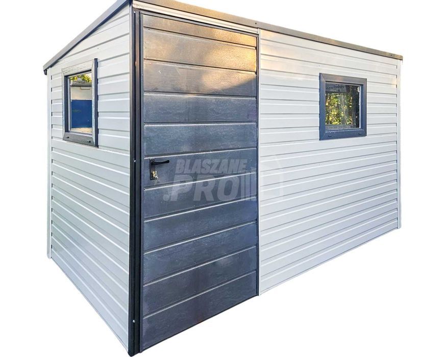Schowek - Domek ogrodowy 3x2m 2x okno biały antracyt spad w tył GP428