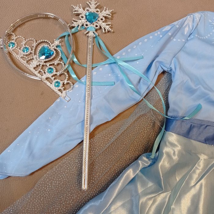 Sukienka strój karnawałowy przebranie Elsa Kraina Lodu r.116-122