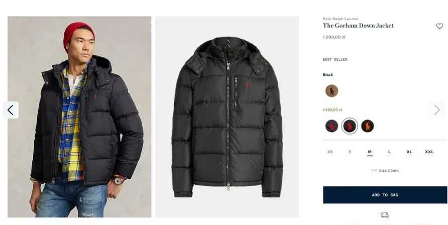 Kurtka puchowa Polo Ralph Lauren Gorham Down Jacket czarny L size