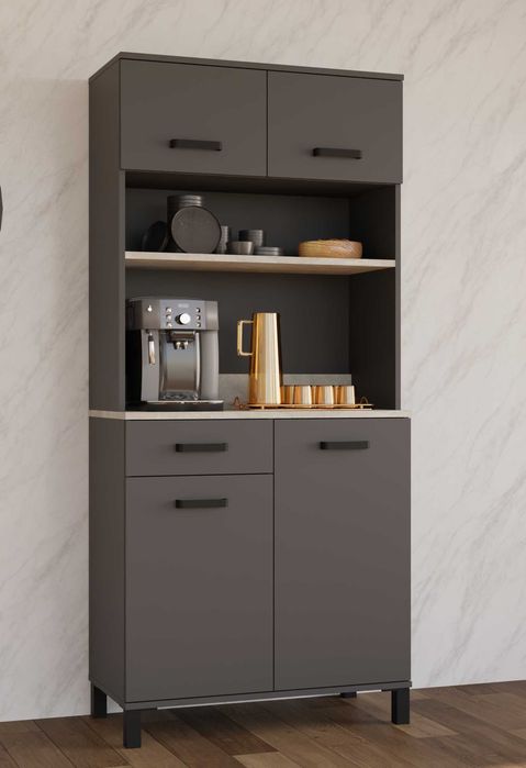 Bufet Kredens Kuchenny Linda Antracyt Zestaw  + Blaty