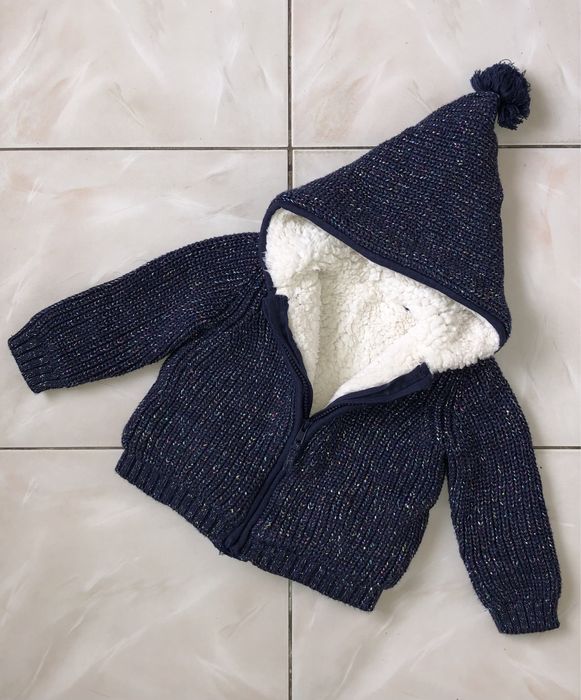 Теплая кофта-куртка (на меху) блестит! 86-92 см