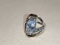 Большое серебряное кольцо с золотыми пластинами, кольцо большой камень
