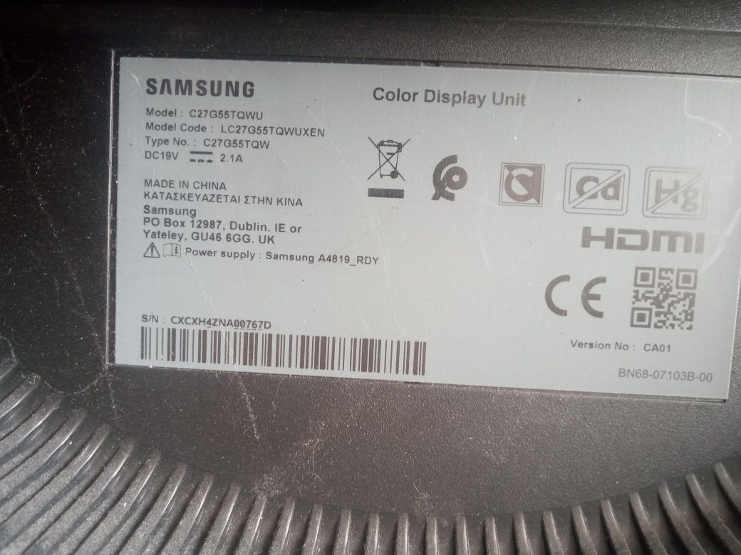 Stópki od Monitor samsung uszkodzony zbity c27g55tqwu