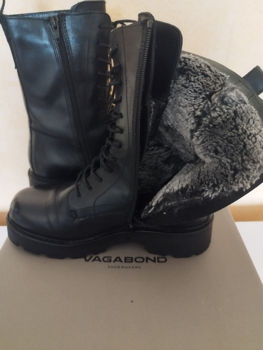 Жіночі  зимові ботинки з преміальної шкіри і хутра (Vagabond)