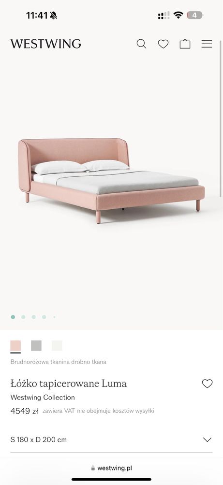 Westwing stylowe tapicerowane Łoże małżeńskie 180x200 Wrocław nowe