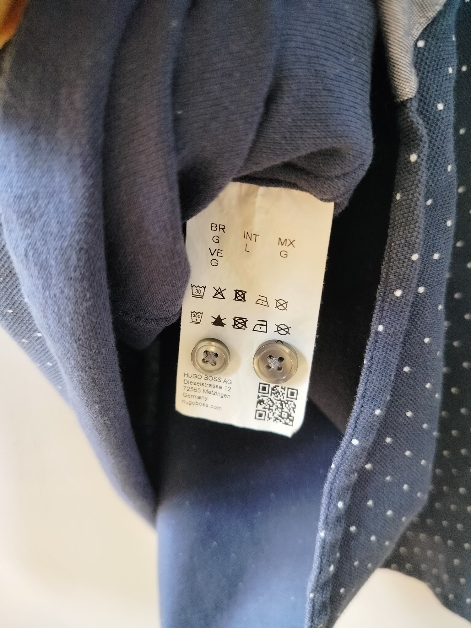 Koszula męska Hugo Boss w kropki L granatowa