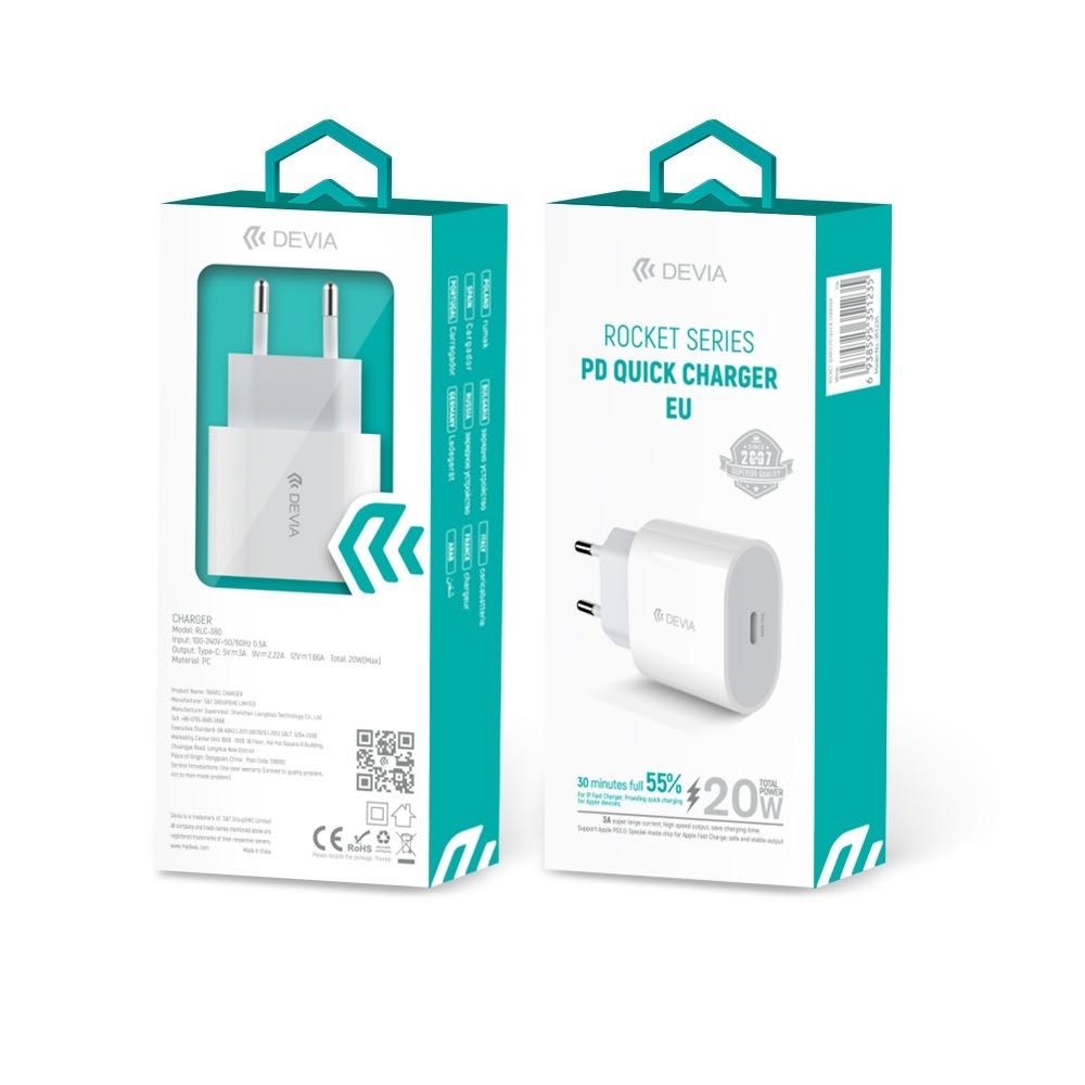 Devia Ładowarka sieciowa Rocket PD 20W 1x USB-C Biała