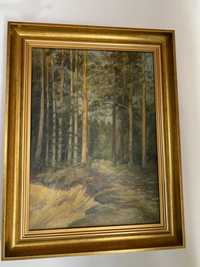 Obraz las w drewnianej ramie