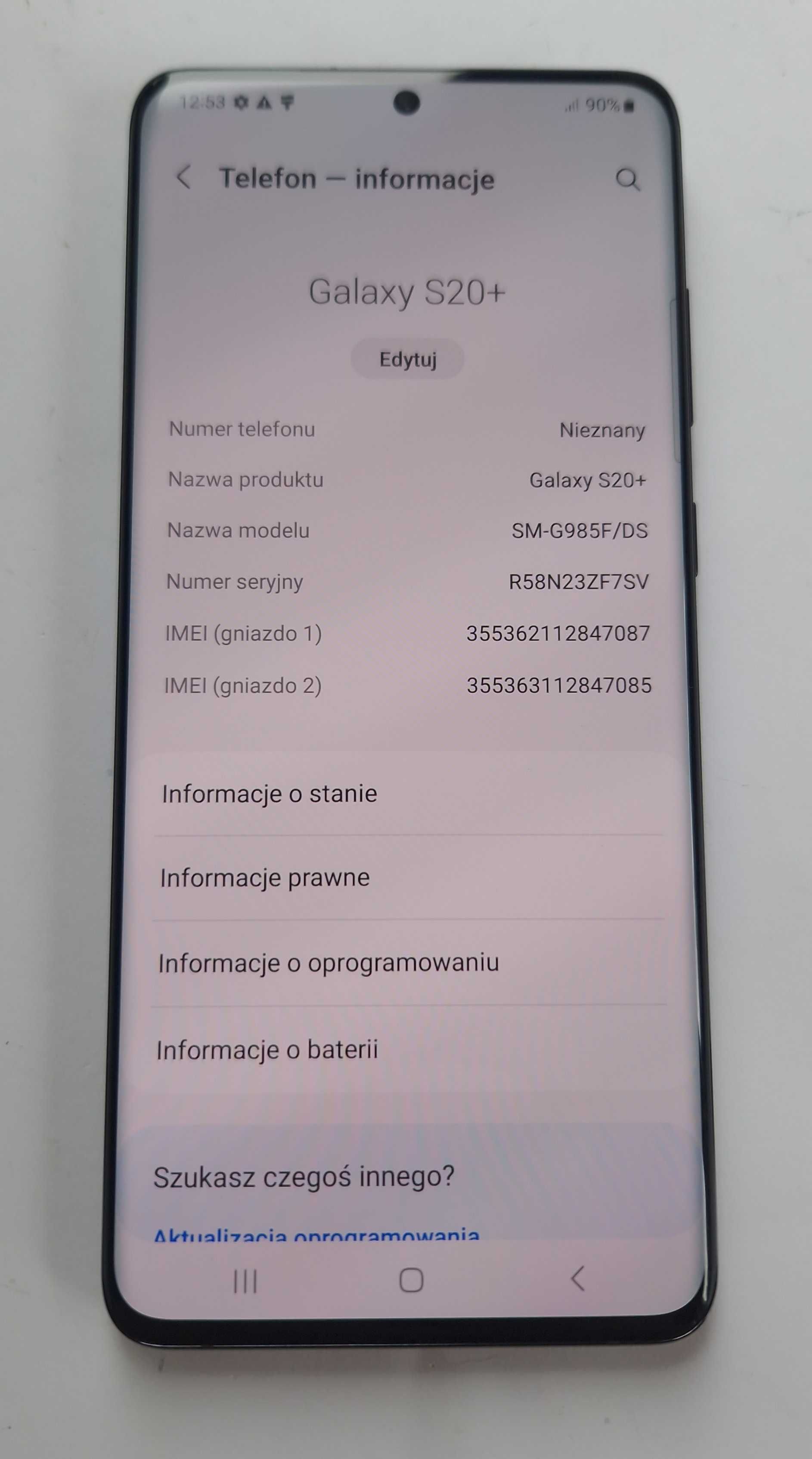 Samsung Galaxy S20+ SM-G985F/DS IDEAŁ kupiony za gotówkę / bez blokad