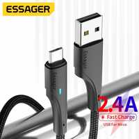 Кабель ESSAGER  з індикатором USB-Micro USB (Довжина 25см.)