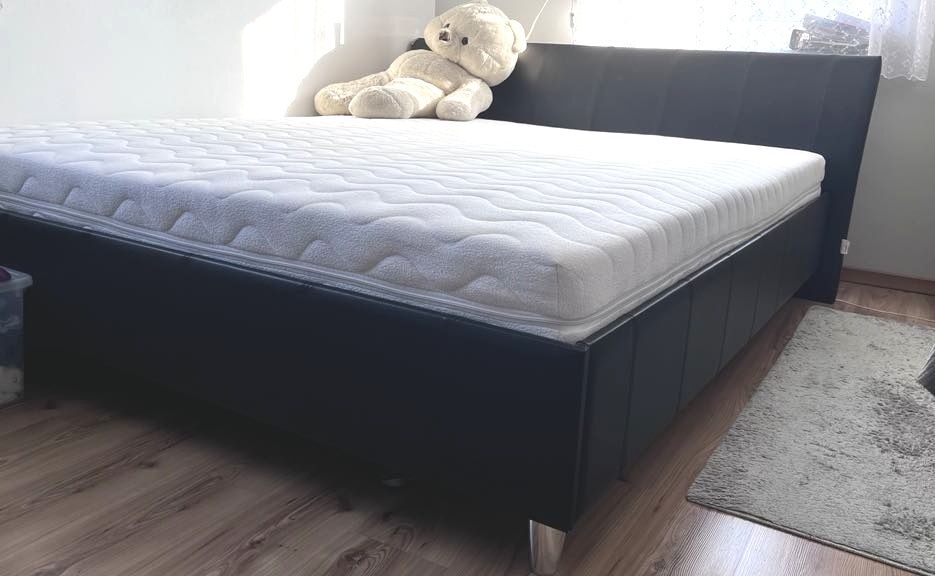 Łóżko tapicerowane, stelaż i materac Koło MK Foam 180x200