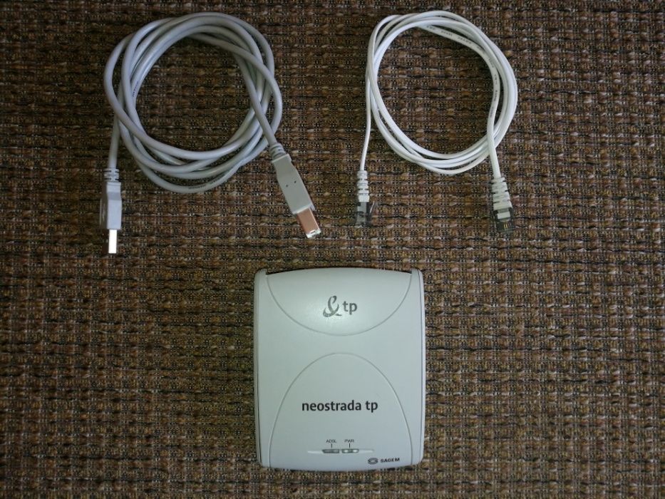 Modem Sagem Fast 800 E3T na USB z kablami do Internetu, Neostrady TP