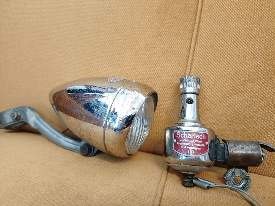 Stara lampa i dynamo rowerowe / retro / zabytek