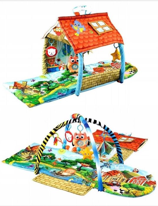 Edukacyjna kolorowa farma mata domek 2w1 Lionelo Agnes Plus 0+