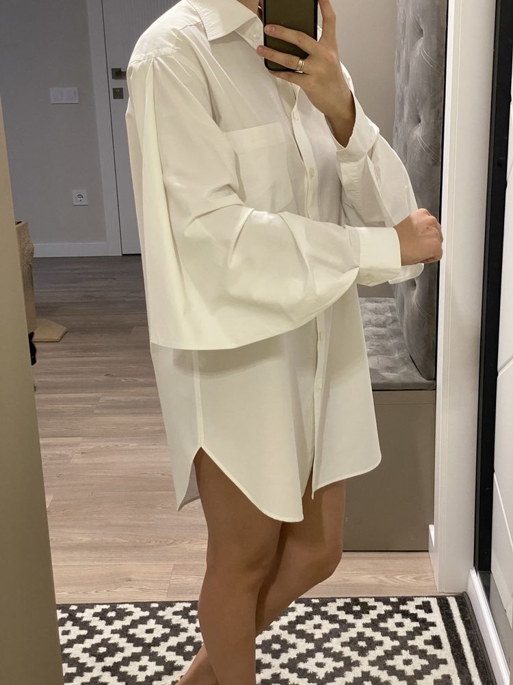 Біла сорочка бренду BEVZA oversize (можна носити як сукню-сорочку)