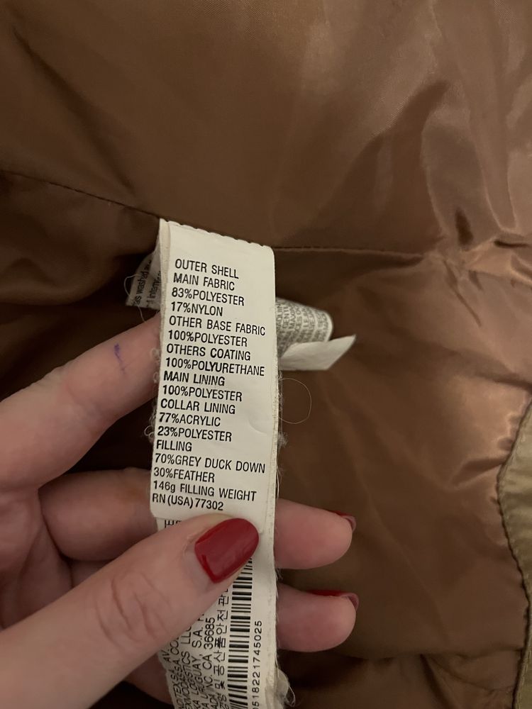 Kurtka puchowa zimowa karmelowa brązowa zara D