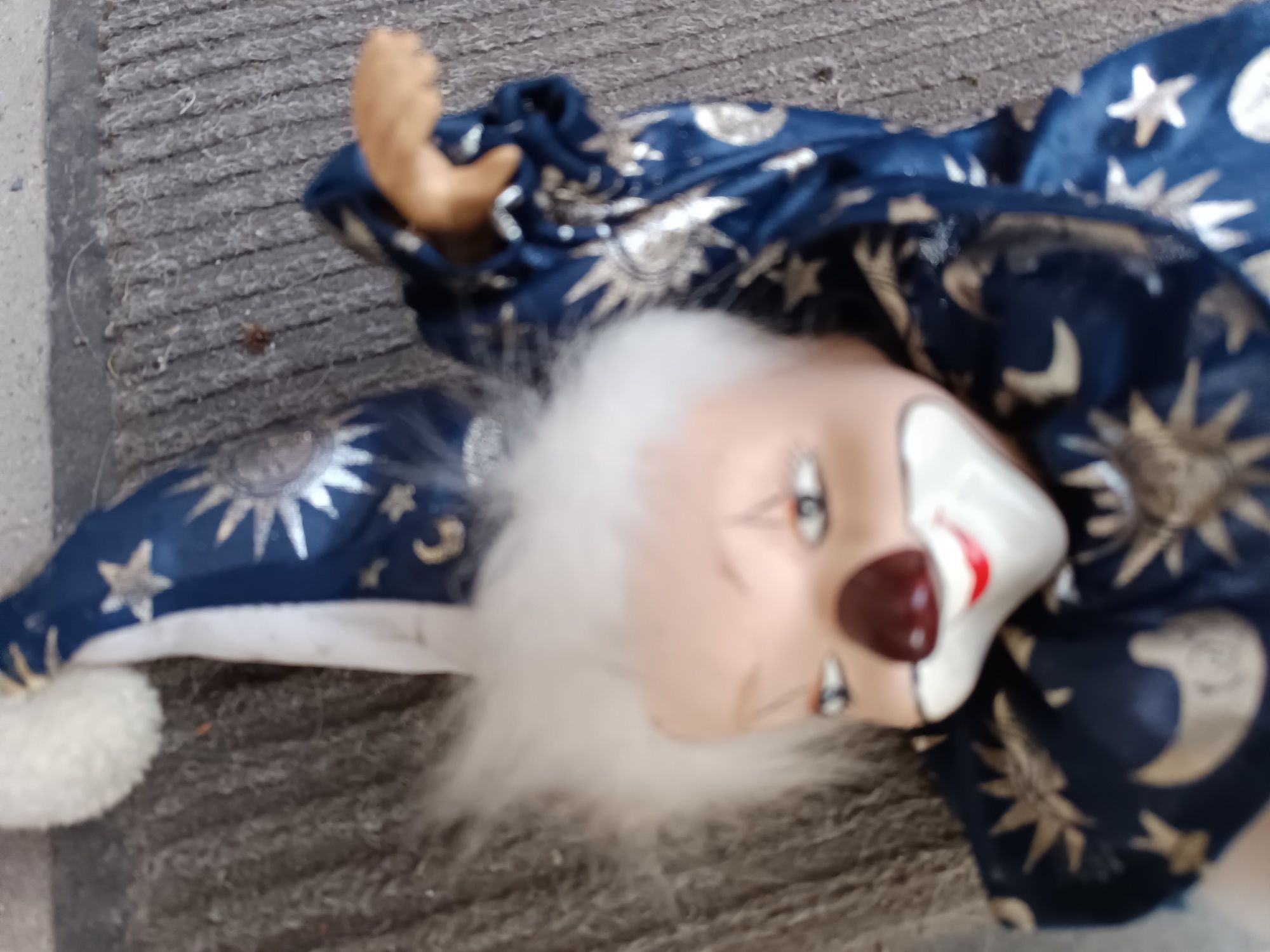 Porcelanowa lalka klałn pajac arlekin ok 40 cm