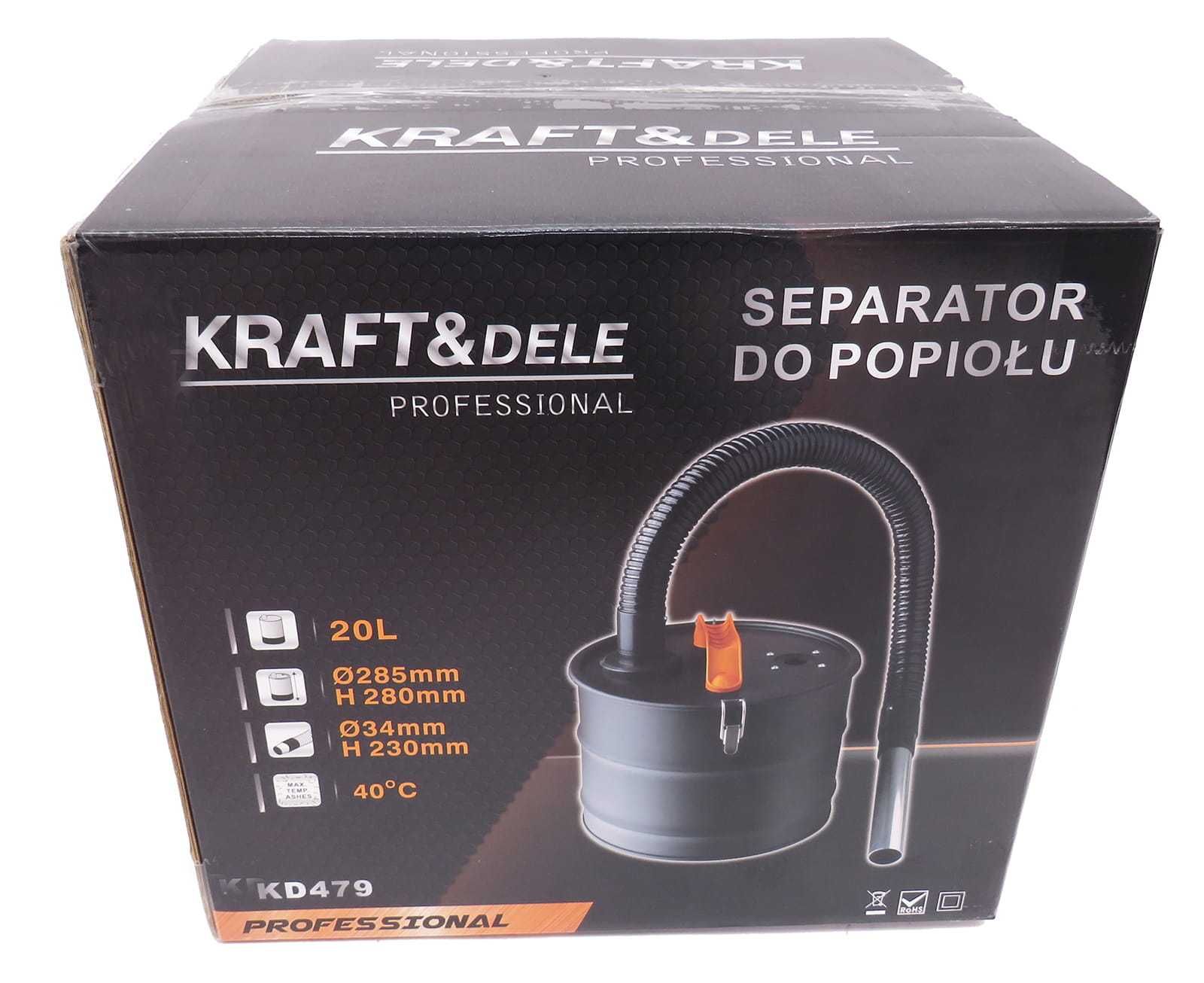 KRAFT&DELE Odkurzacz Kominkowy Separator Kominka Popiołu 20l