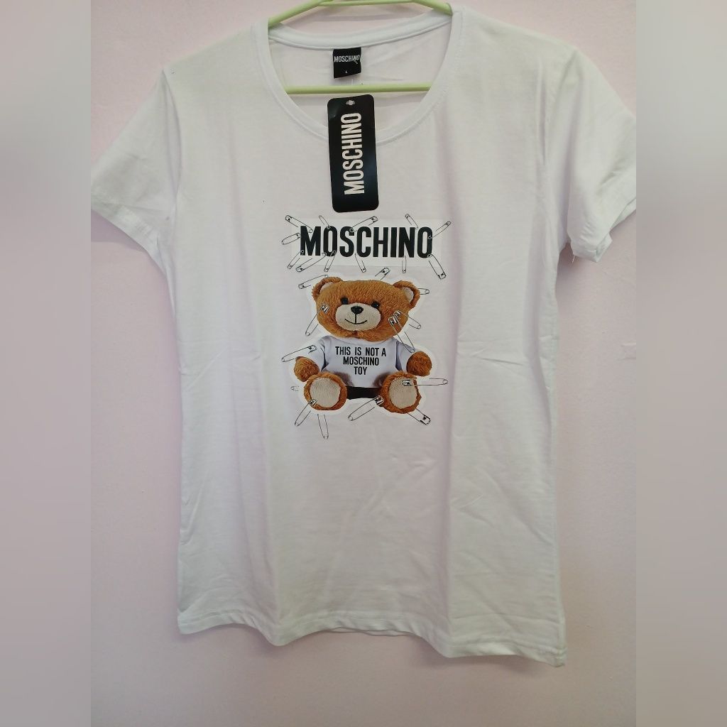 Biała koszulka z misiem Moschino