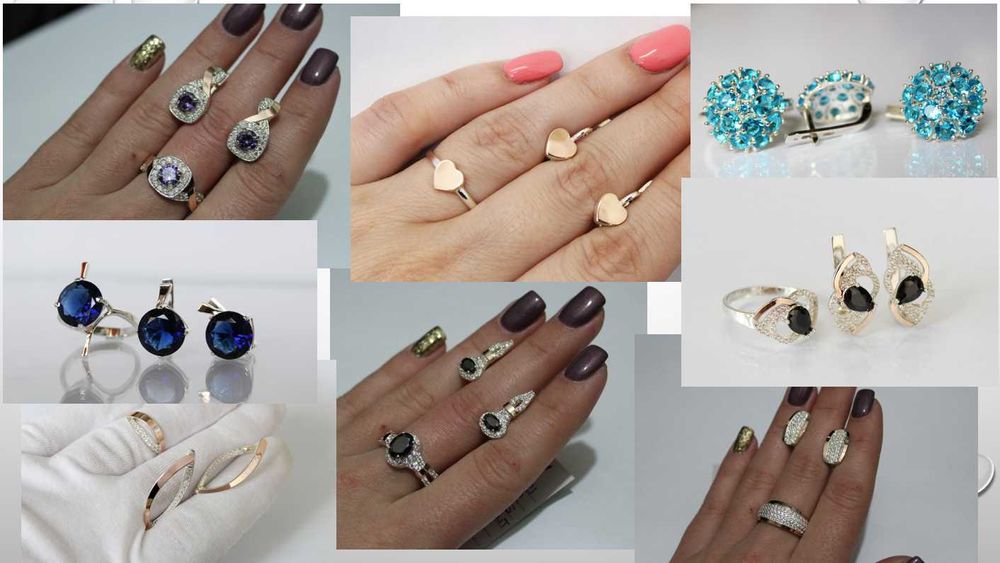 Знижка 10%! Срібні прикраси з золотом у Подарунок - Сережки Каблучки