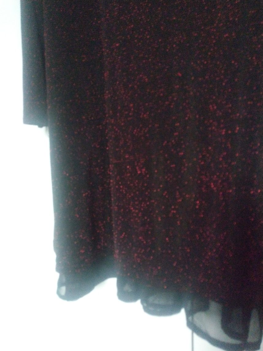 Sukienka czarno czerwona brokat M/L sylwester