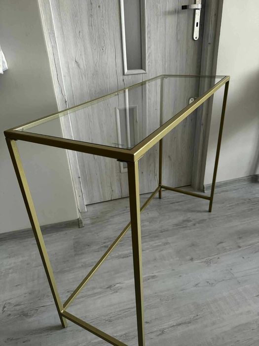 konsola złoty stolik boczny szklany