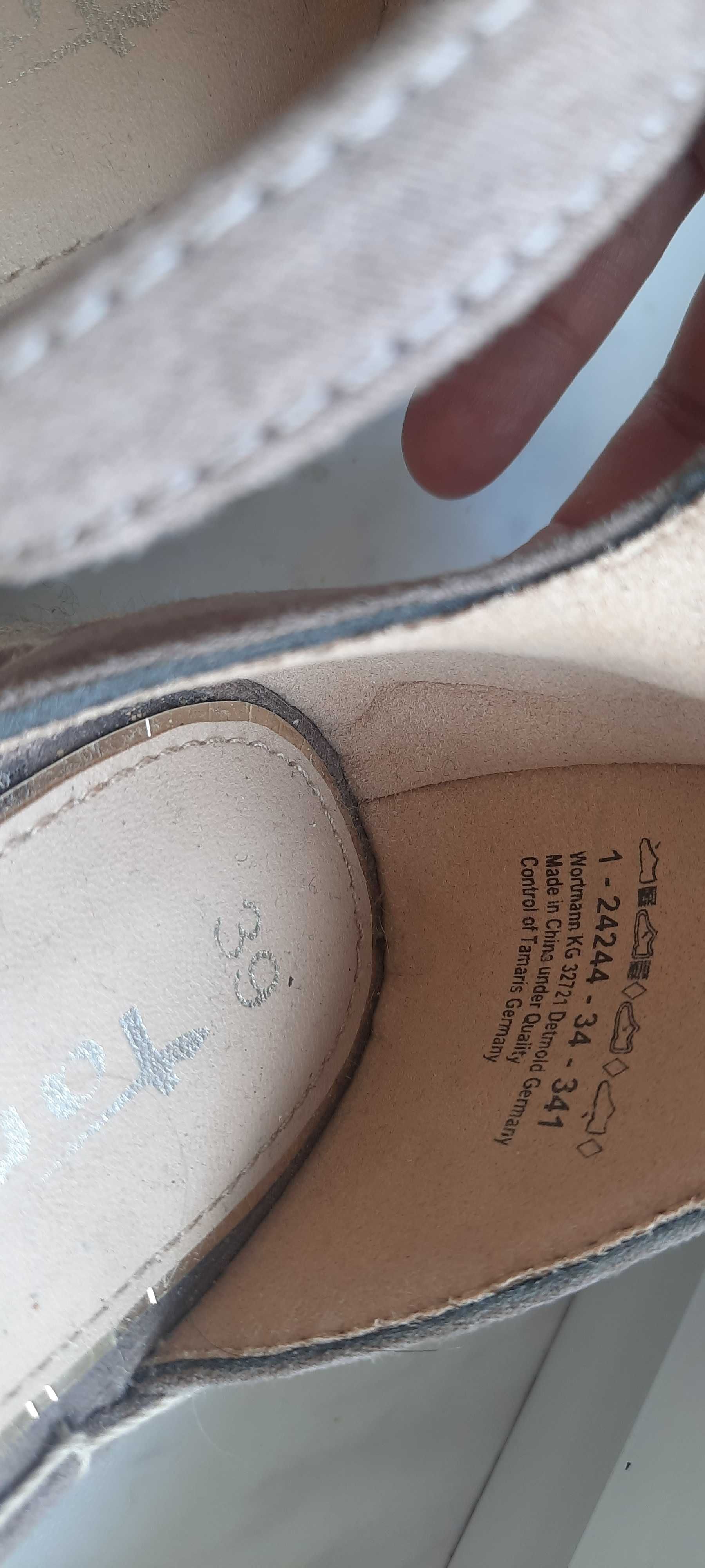 Sandały damskie skorzane na plecionej podeszwie R.39 Tamaris