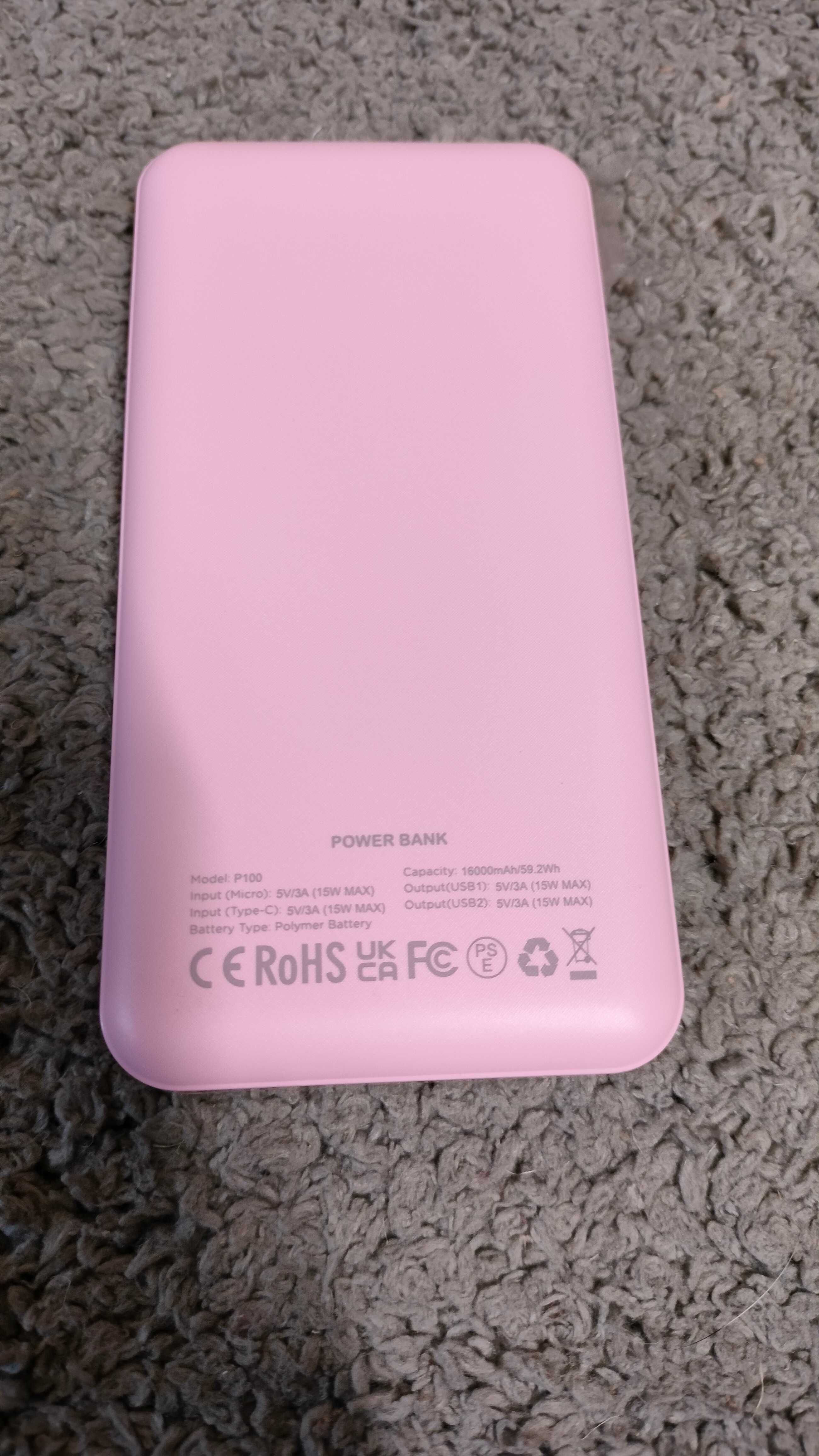 Power bank Enerwow 16000 mAh 2 sztuki czarny i różowy