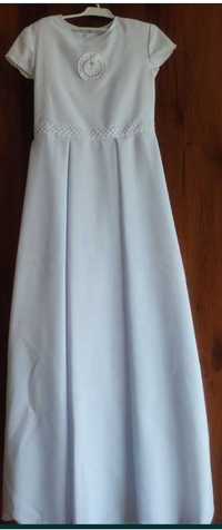 Biała sukienka komunijna  158 + dodatki+ buty 37