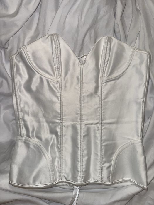 Корсет атласный белый на завязках