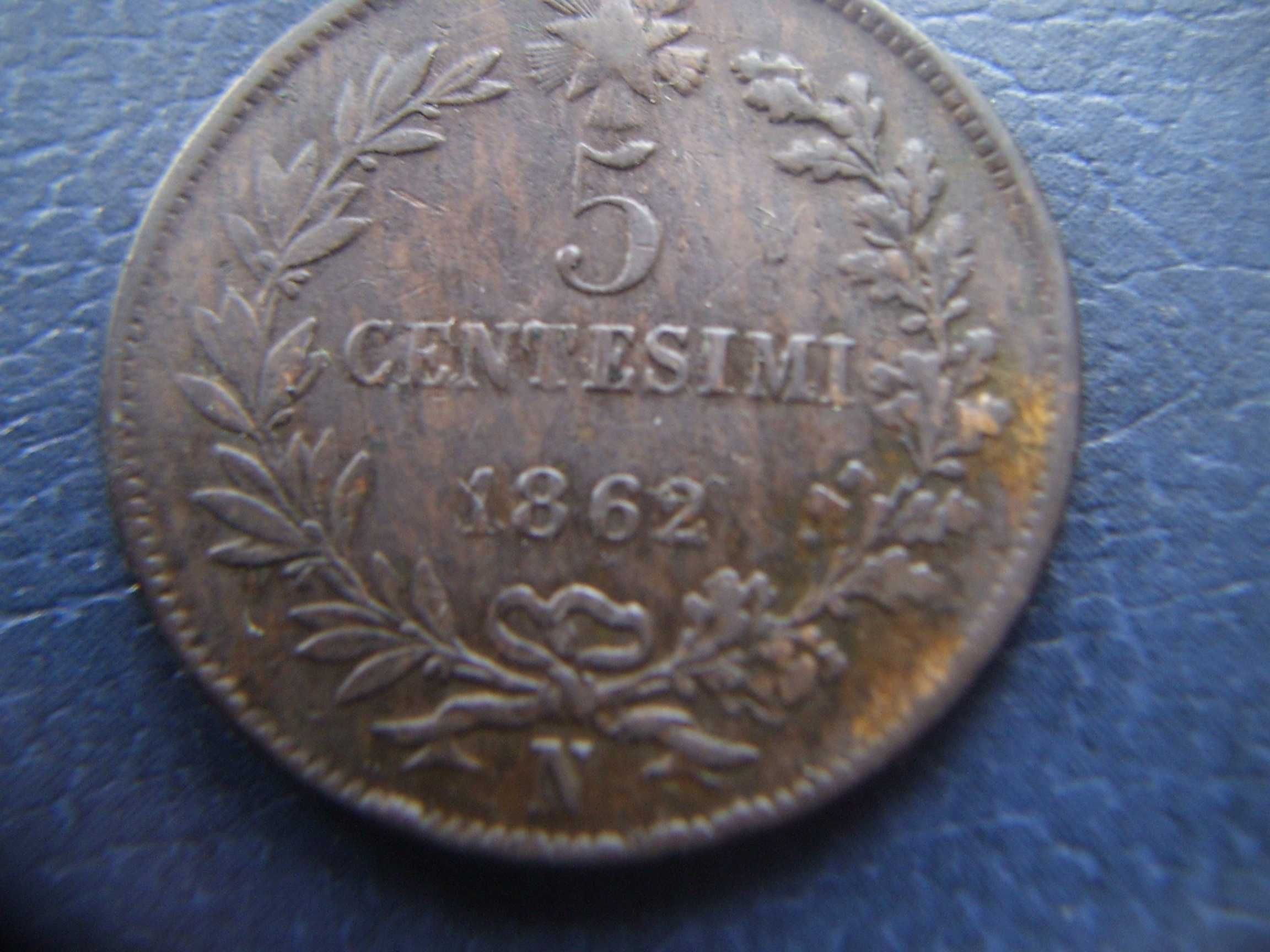 Stare monety 5 centesimi 1862 Włochy