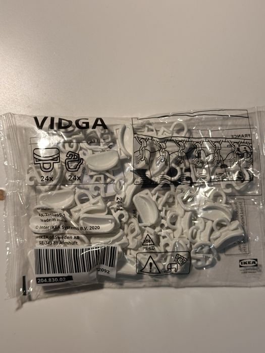 haczyki do zaslon ikea 24x VIDGA nowe