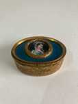Porta Jóias em bronze tampa esmaltada Dama - Napoleão III França - XIX