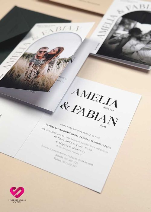 Zaproszenia ze zdjęciem na ślub wesele próbka