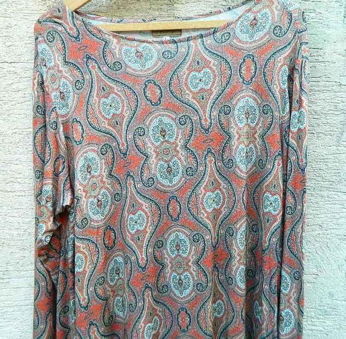 Pocomoto Długa, prosta wzorzysta asymetryczna tunika 42/44