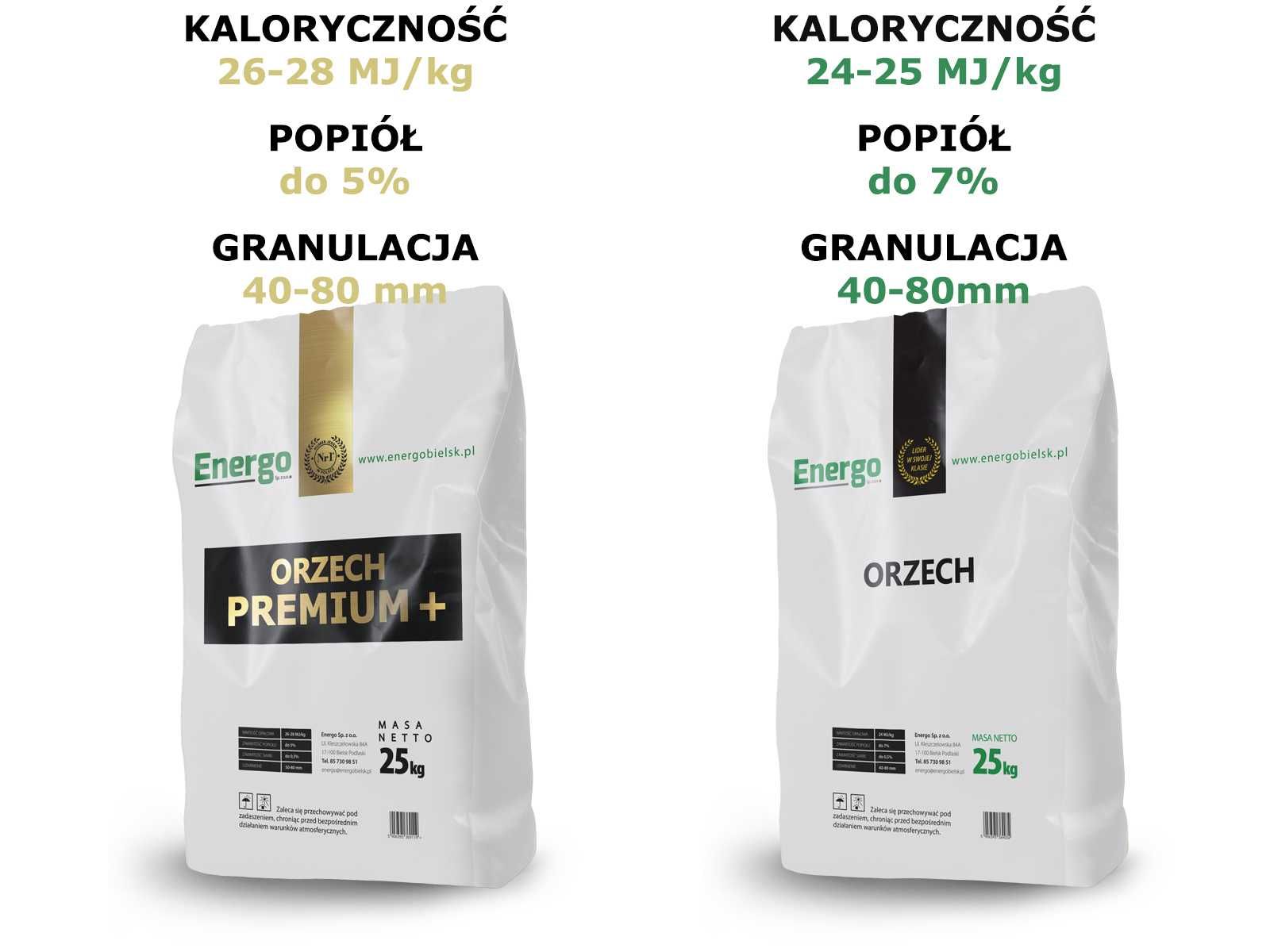 Ekogroszek Premium +/Popularny, Węgiel Orzech, Brykiet, Pellet, Drewno