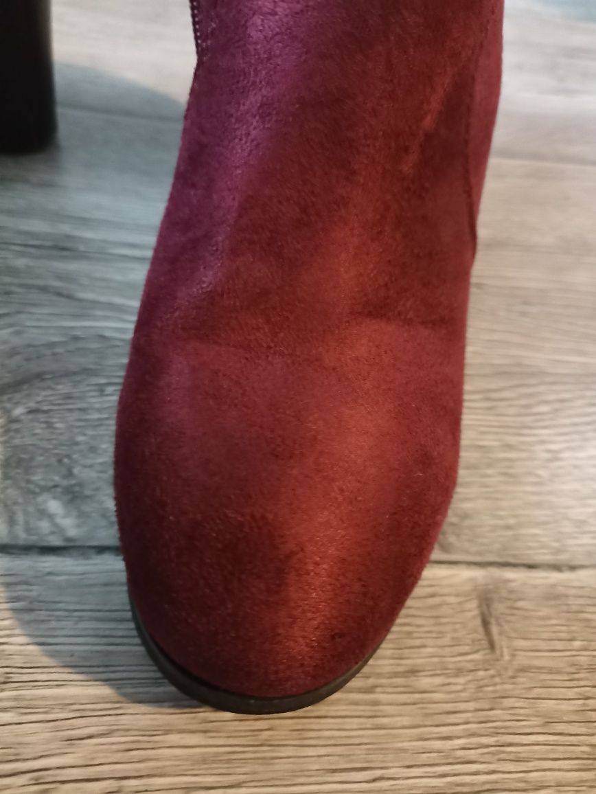 Botki damskie bordo