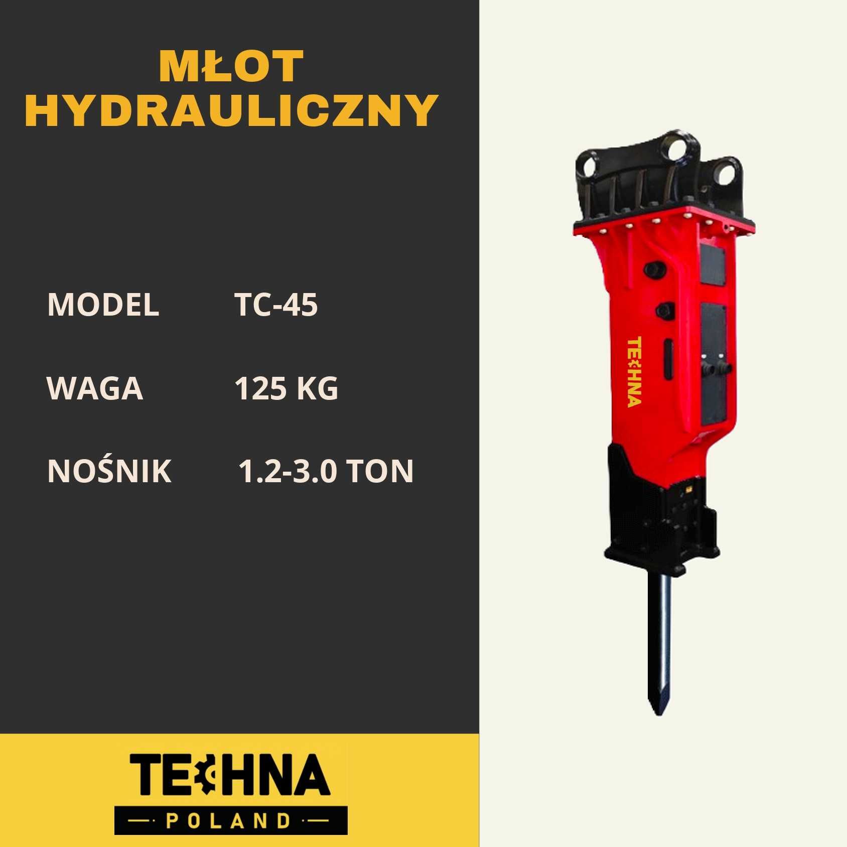 Młot hydrauliczny MINIkoparki ton Techna TE-45 125 kg  CAT 301.6 301.8