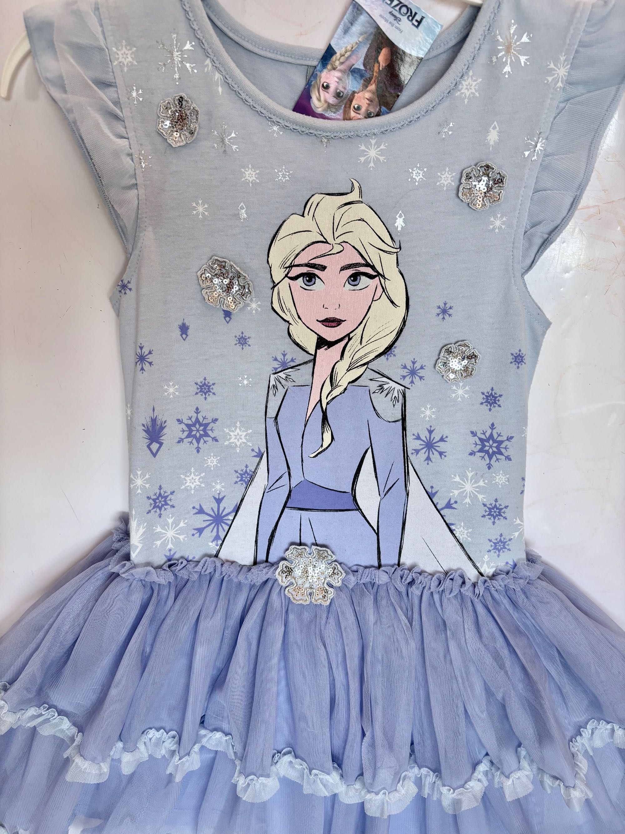 Elsa, Elza, Frozen, Kraina sukienka lodu TIUL, CEKINY 116 122
