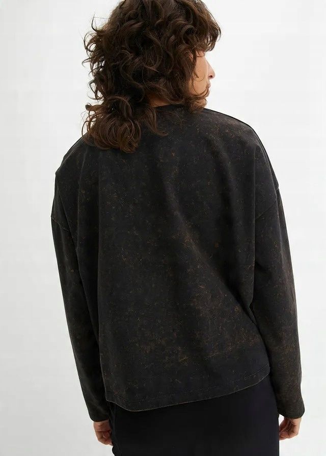 B.P.C bluza z nadrukiem z stylu used look czarny 40/42.