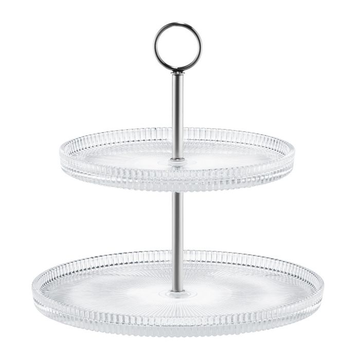 Patera dwupoziomowa Amibtion Curly 24 cm srebrna